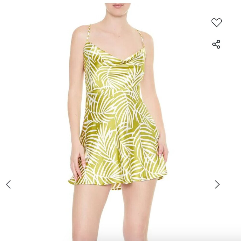 Tropical Print Lace-up Mini Dress